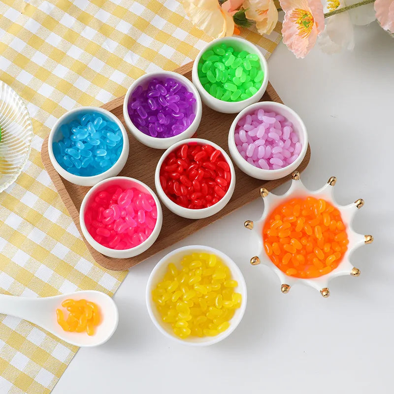Jelly Bean Candy Cabochons – Resin Fake Sweets for Dollhouse Craft Decor
