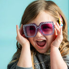 Rhinestone Square Sunglasses – UV400 Kids Eyewear for Outdoor Sun Protection