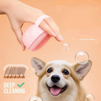 Silicone Pet Grooming Gloves – Shampoo Dispensing Brush for Dog Bathing