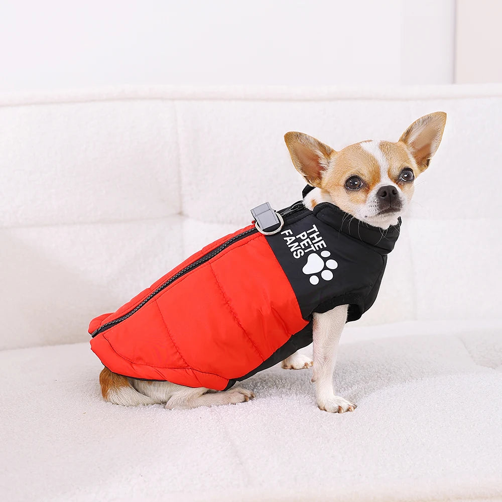 Reflective Dog Jacket – Windproof Winter Coat with D-ring for Small Dogs
