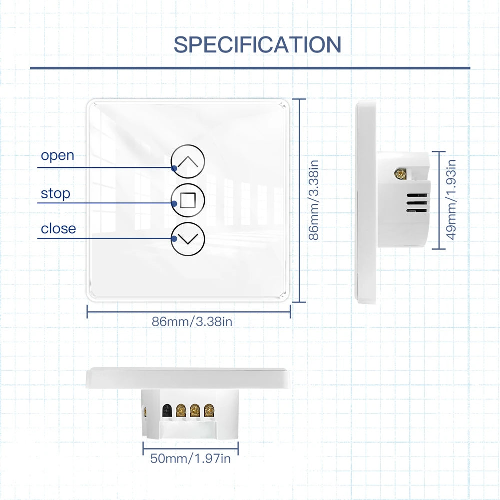 WiFi Smart Glass Curtain Switch – Touch Control for Roller Blind Automation