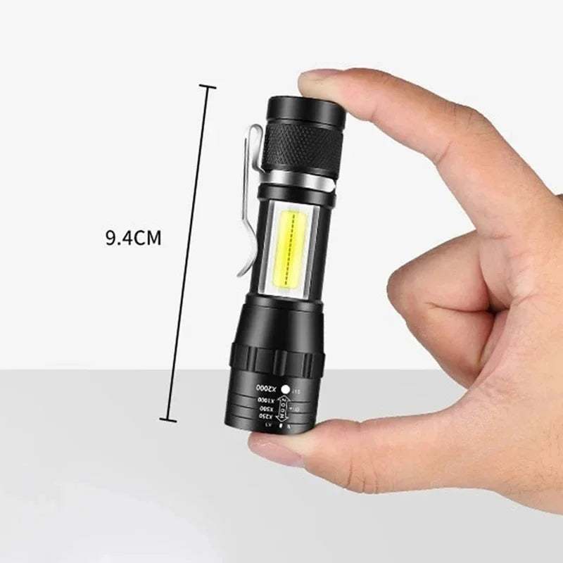 USB Rechargeable Mini Flashlight – Zoomable COB Torch for Camping and Emergency