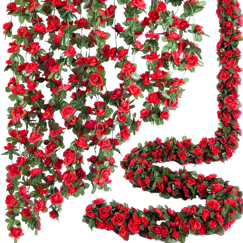 Artificial Silk Rose Vine – 2.5m Floral Garland for Wedding Arch Decoration