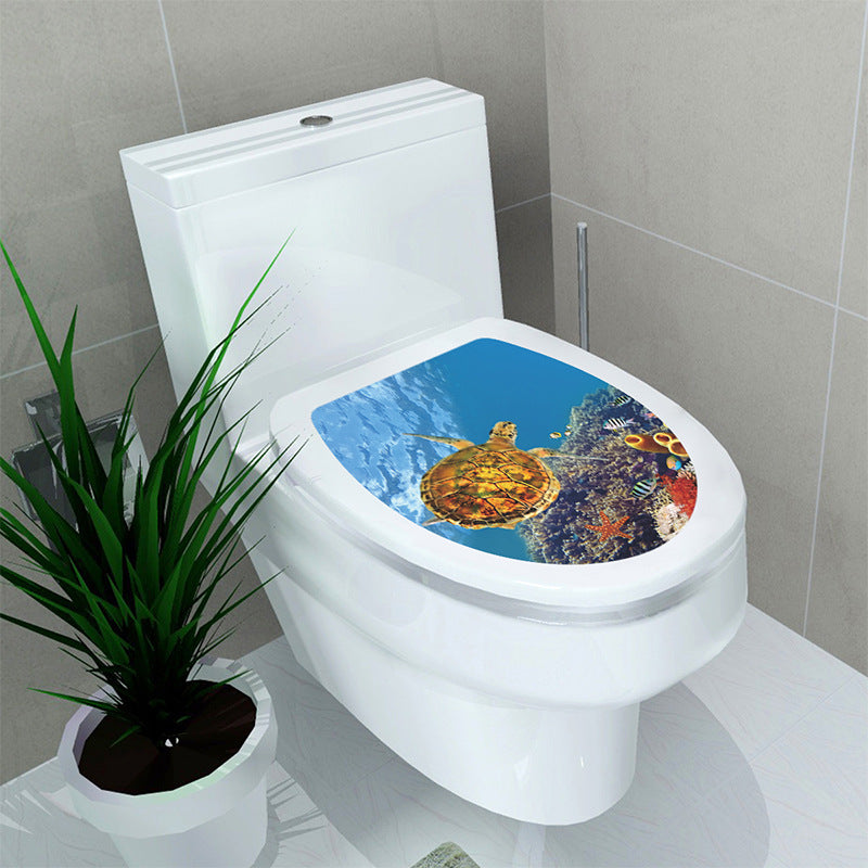 Decorative Toilet Seat Decal – Underwater Sea Shell Art for Bathroom Decor