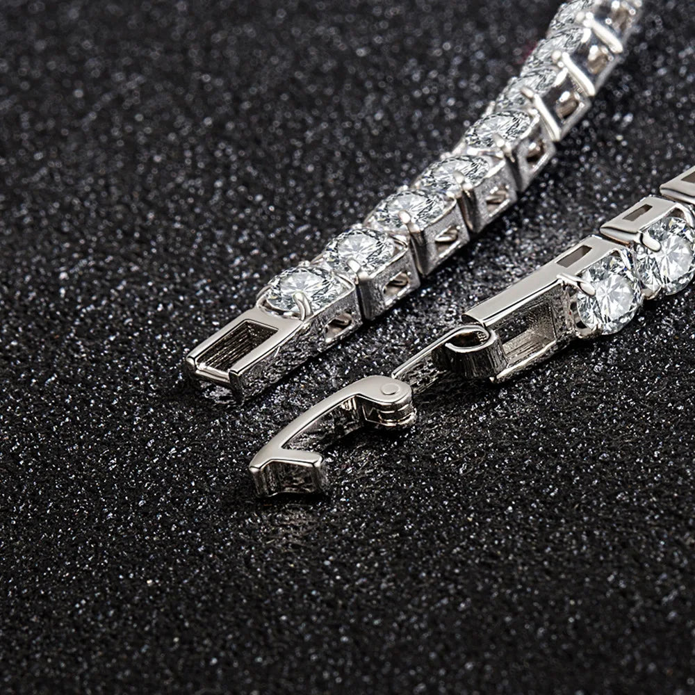S925 Sterling Silver Zirconia Tennis Bracelet – 4mm Jewelry for Wedding Gift