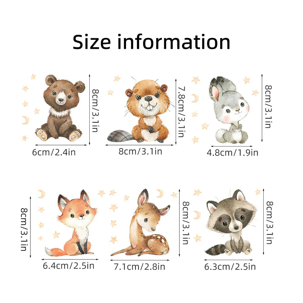 Cartoon Animal Switch Stickers – Cute Boho Wall Decals for Kids Nursery