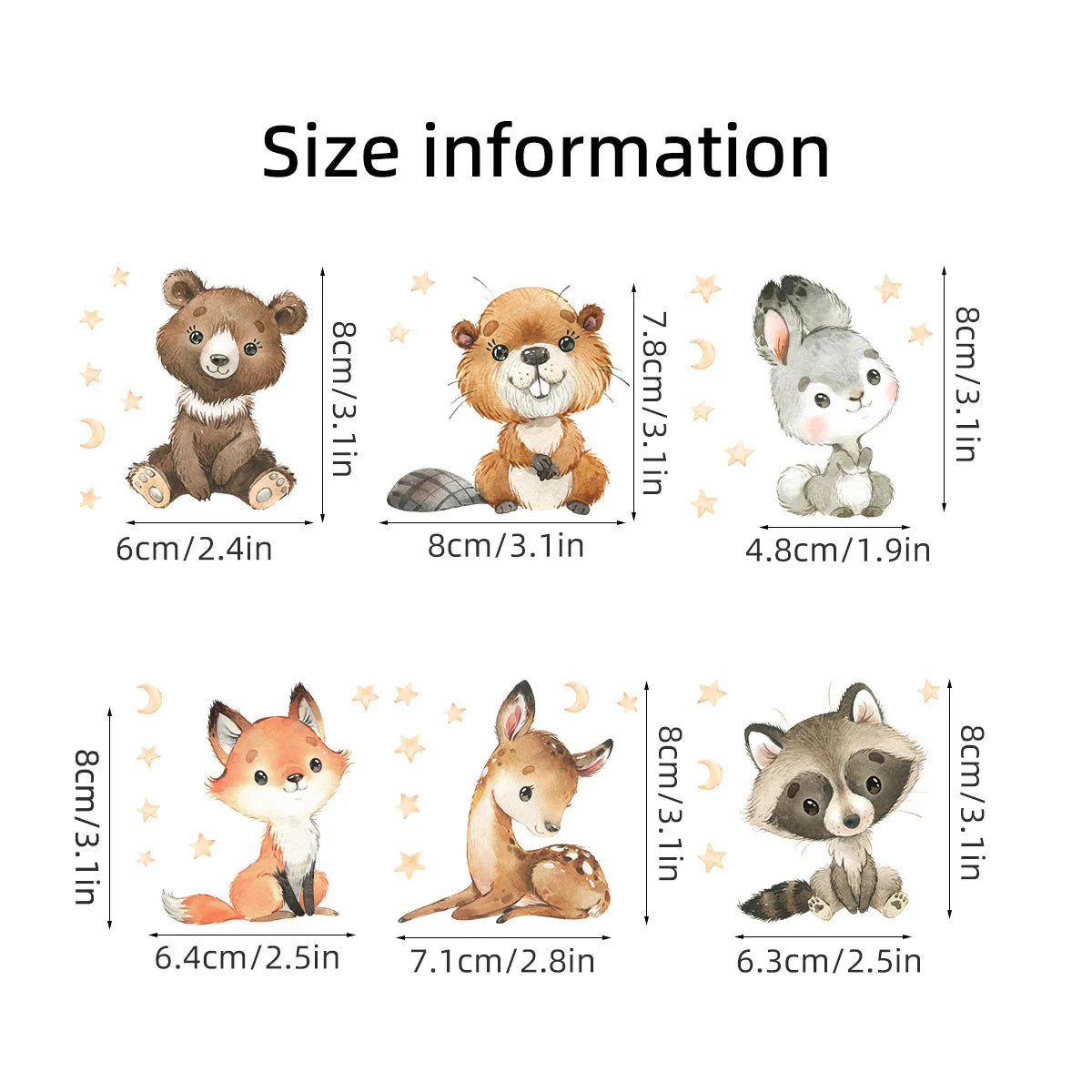 Cartoon Animal Switch Stickers – Cute Boho Wall Decals for Kids Nursery
