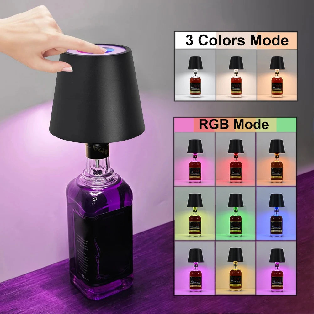 Wireless LED Wine Bottle Lamp – Touch Control for Outdoor Dining