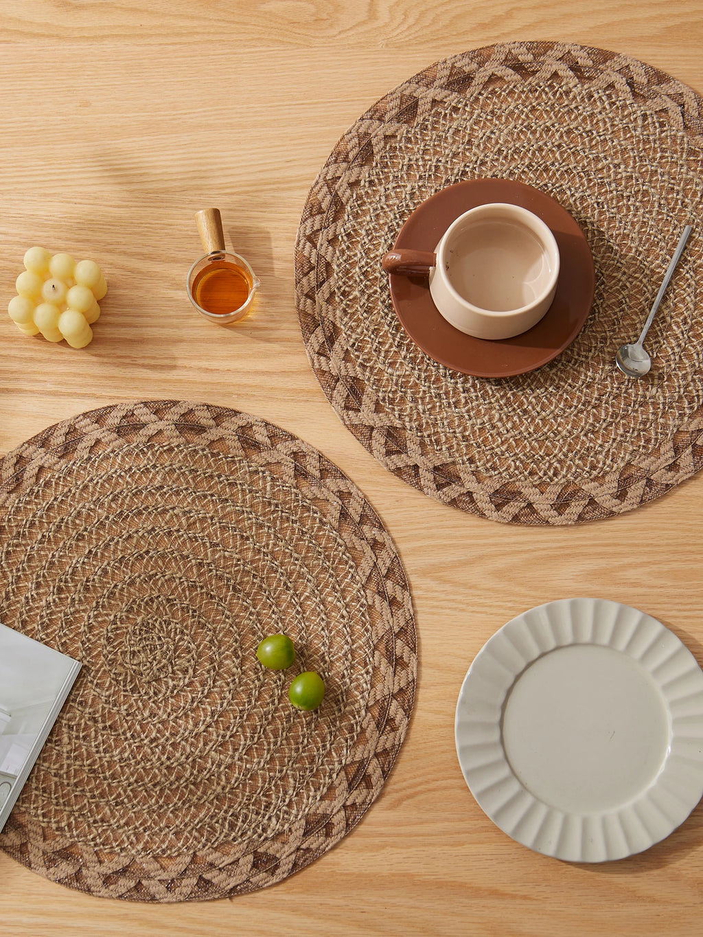 Natural Jute Woven Placemats – Rustic Boho Table Decor for Dining Room