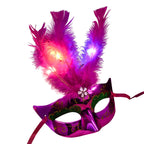 LED Feather Masquerade Mask – Glowing Venice Carnival Cosplay Costume