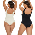 Ribbed Tummy Control Jumpsuit – Open Crotch Shapewear for Daily Compression