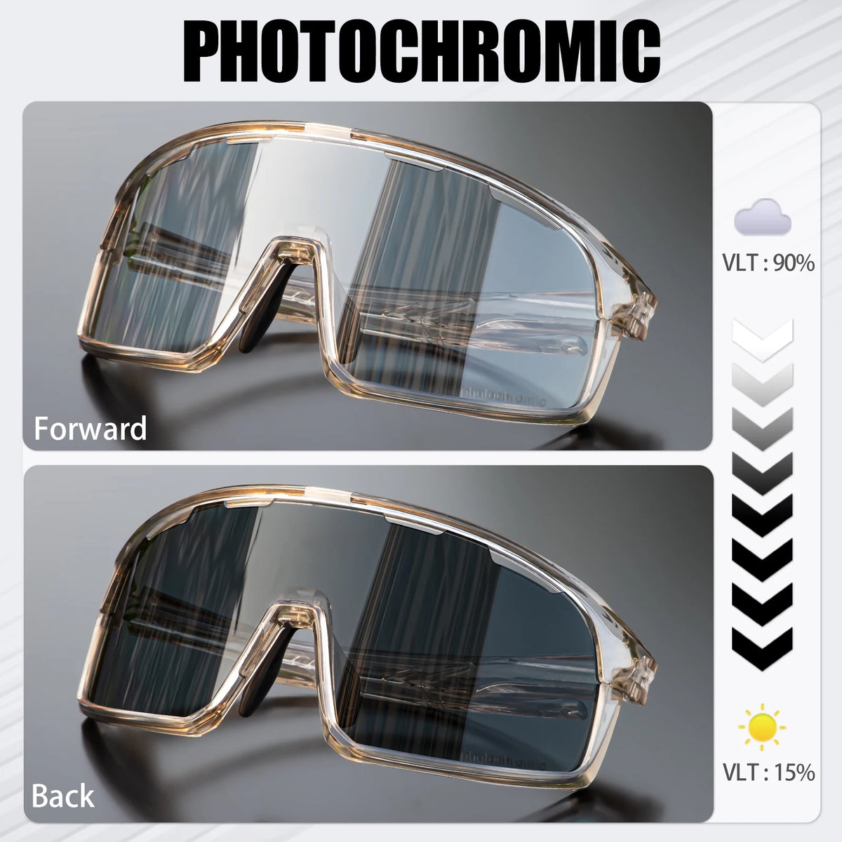 Photochromic Cycling Sunglasses – UV400 Protective Eyewear for MTB Sports