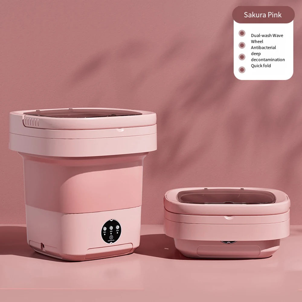 Portable Folding Washing Machine – Ultrasonic Mini Washer for Travel and Home