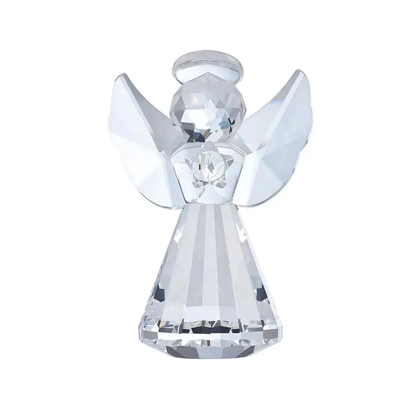 Clear Crystal Angel Statue – Decorative Glass Figurine for Home Decor Gift