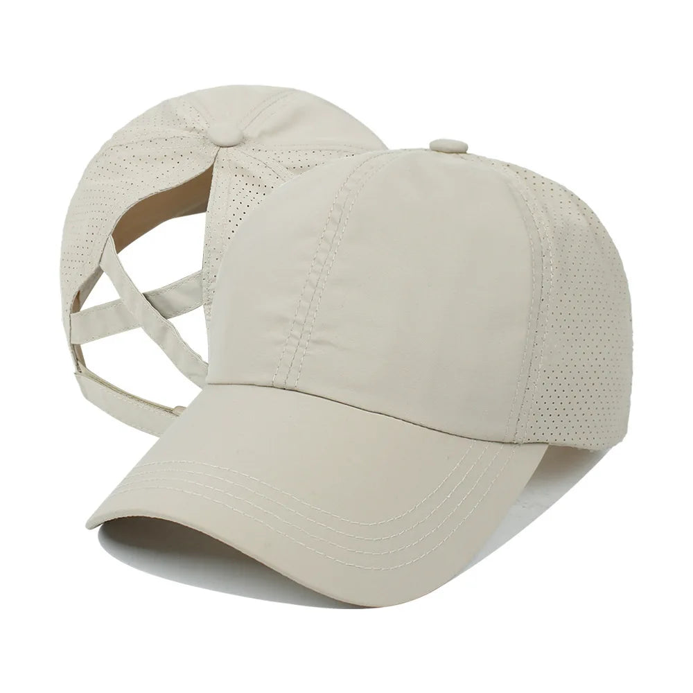 Ponytail Baseball Cap – Quick-Drying Mesh Visor for Outdoor Athleisure