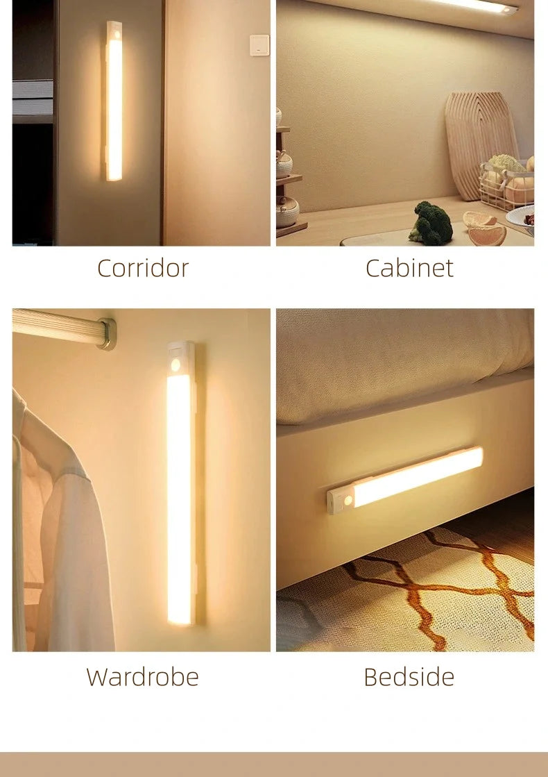 LED Motion Sensor Night Light – Rechargeable Wireless Lamp for Kitchen Bedroom