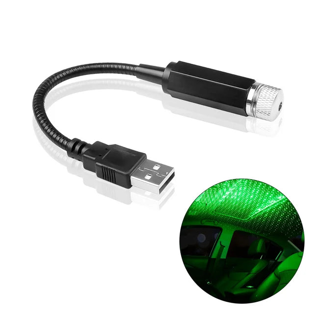 USB LED Star Projector – Adjustable Galaxy Atmosphere Lamp for Car Interior