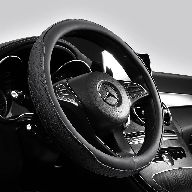 Napa Leather Steering Wheel Cover – Perforated 15 Inch Grip for Car Interior