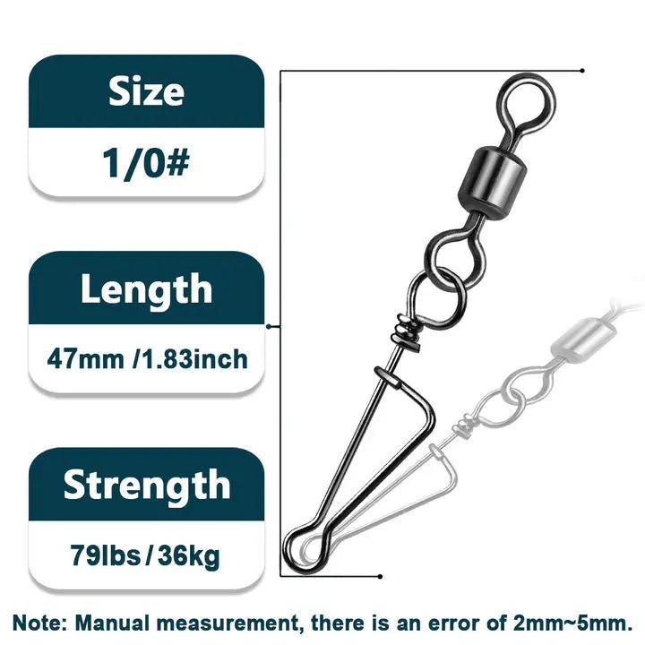 Fishing Rolling Swivels – Quick Change Italian Coastlock Snap for Lure Angling