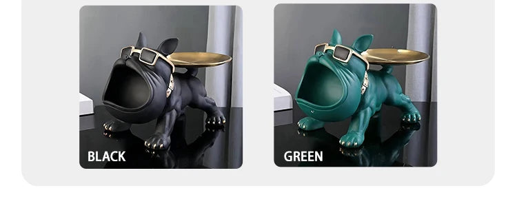 Bulldog Key Storage Tray – Decorative Resin Figurine for Entryway Decor