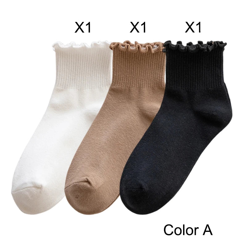 Ruffled Ankle Socks – Breathable Japanese Style Kawaii Hosiery for Women