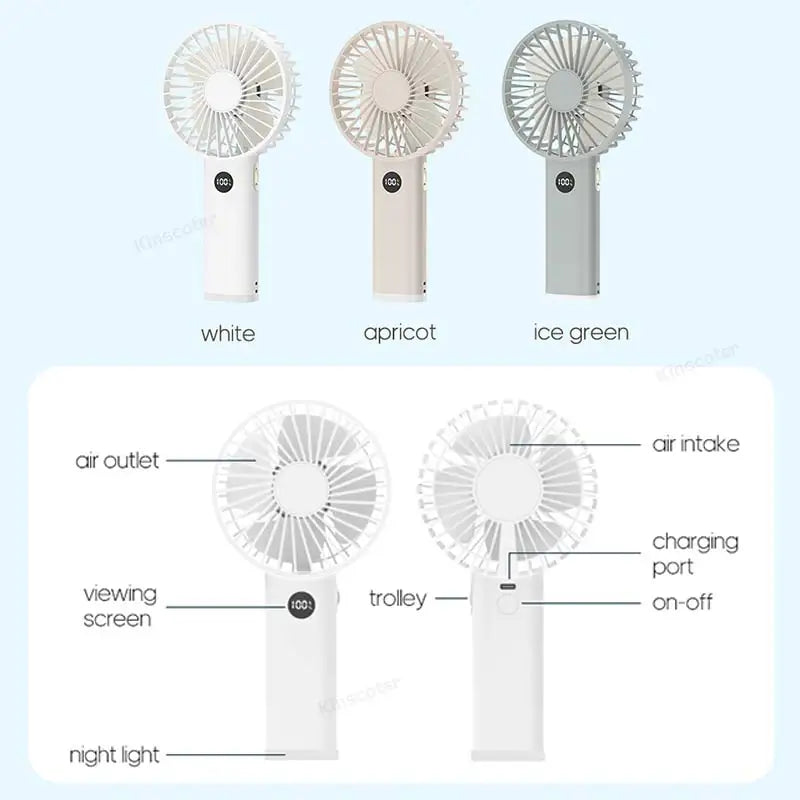 Portable Handheld USB Fan – Rechargeable Stepless Speed Desktop Cooling Fan
