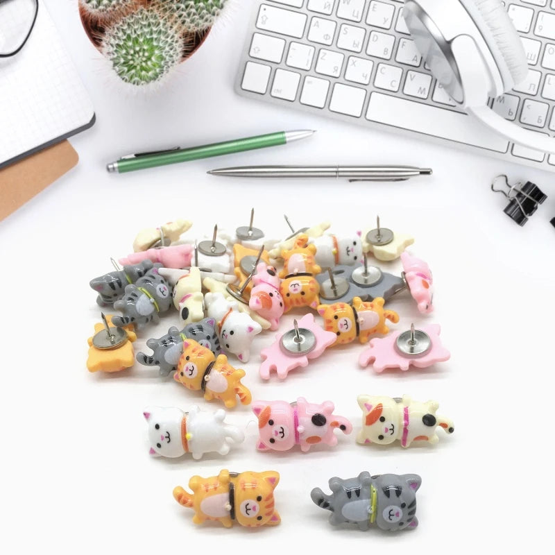 Decorative Cat Push Pins – Novelty Thumb Tacks for Bulletin Boards and Maps