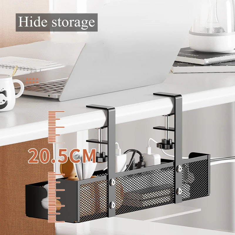 Extendable Metal Cable Tray – Clamp-On Cord Organizer for Office Desk