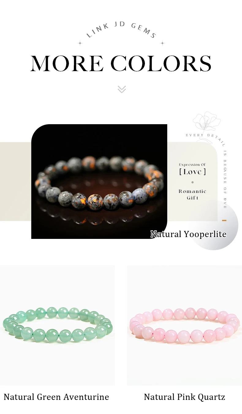 Natural Stone Bead Bracelet – Healing Crystal Gemstone Jewelry for Men and Women