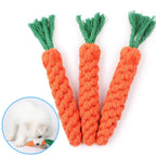 Braided Carrot Cotton Rope – Durable Molar Chew Toy for Puppy Teeth Cleaning