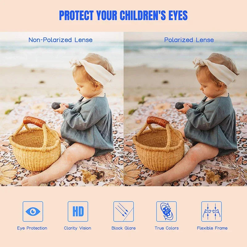 Vintage Round Kids Sunglasses – Polarized Metal UV400 Eyewear for Outdoor Play