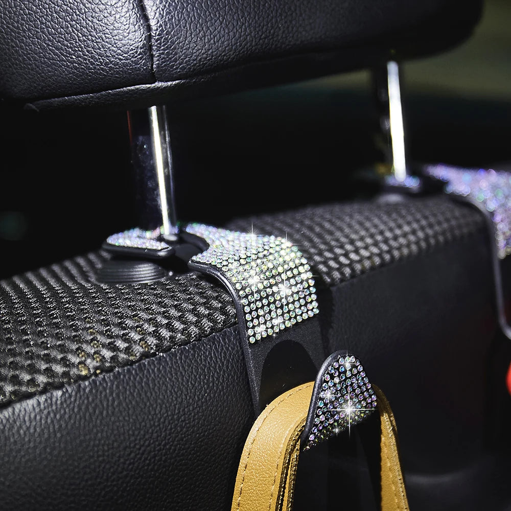 Artificial Diamond Car Hooks – Bling Hidden Seat Hanger for Car Organization
