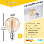 G40 Gold Tint LED Filament Bulbs – Dimmable Glass Globe for Outdoor Decor