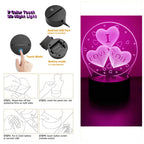 3D Heart LED Night Light – Romantic Illusion Lamp for Valentine's Day Gifts