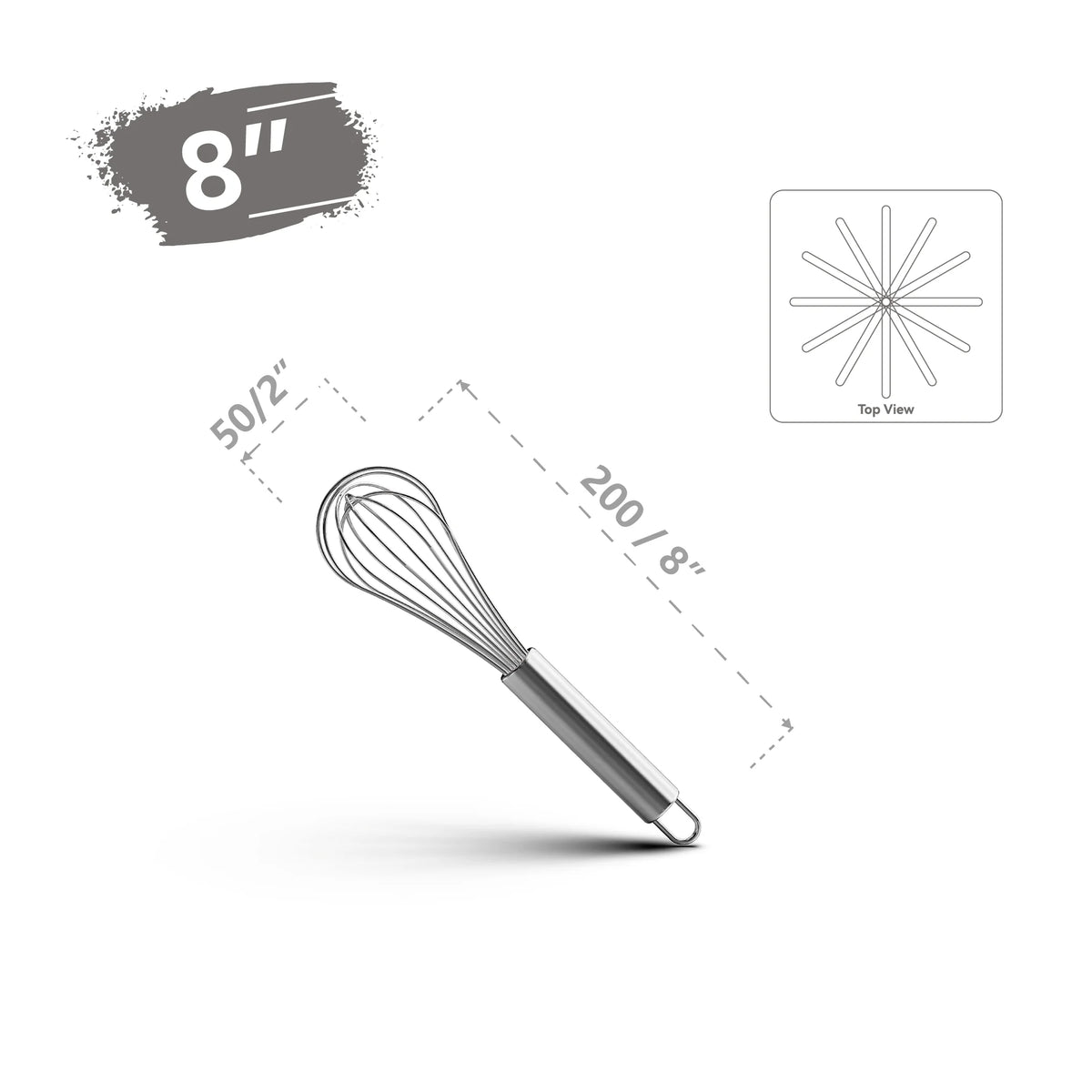 Stainless Steel Balloon Whisk – 8 10 12 Inch Wire Beater for Kitchen Cooking