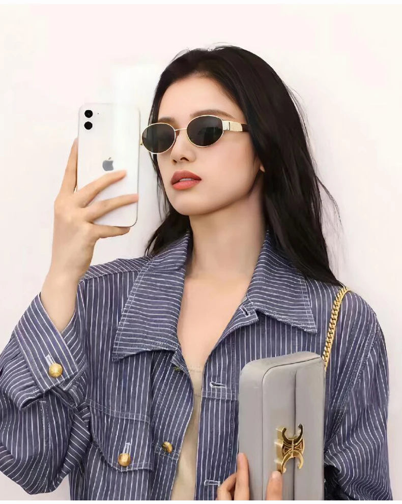 Alloy Oval Sunglasses – UV400 Protective Eyewear for Men and Women