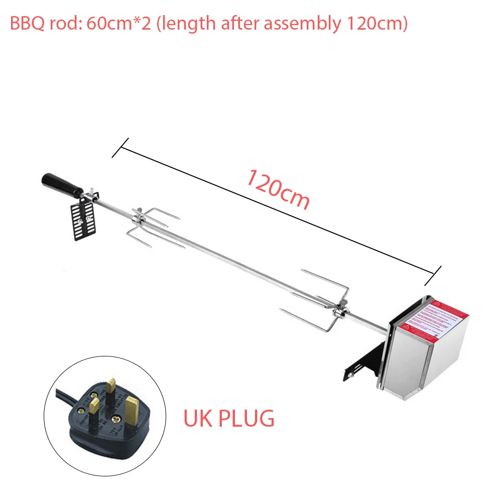 Universal Stainless Steel Rotisserie Kit – Electric BBQ Grill for Outdoor