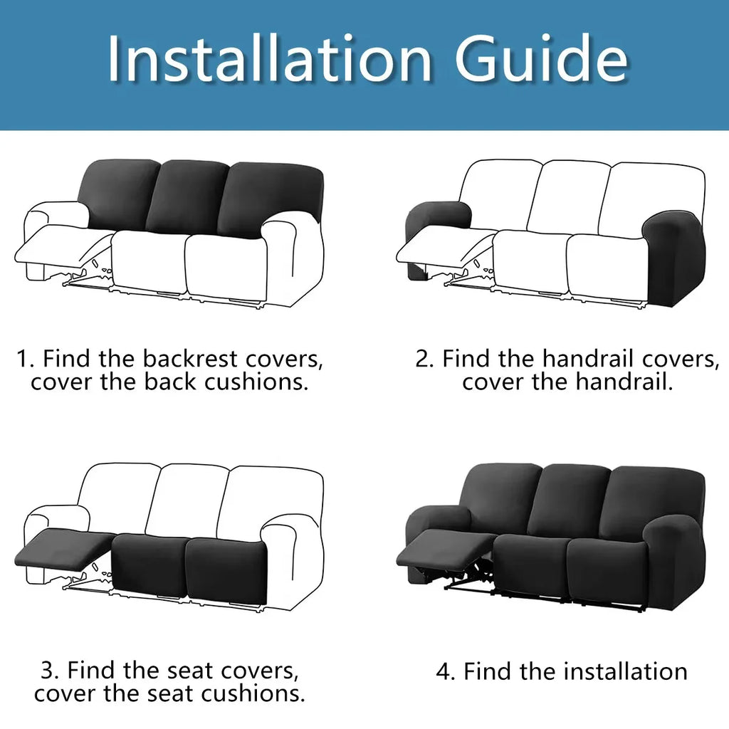 Printed Elastic Recliner Cover – Stretch Slipcover for Living Room Furniture
