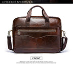 Genuine Leather Men Briefcase – Professional Laptop Messenger for Business