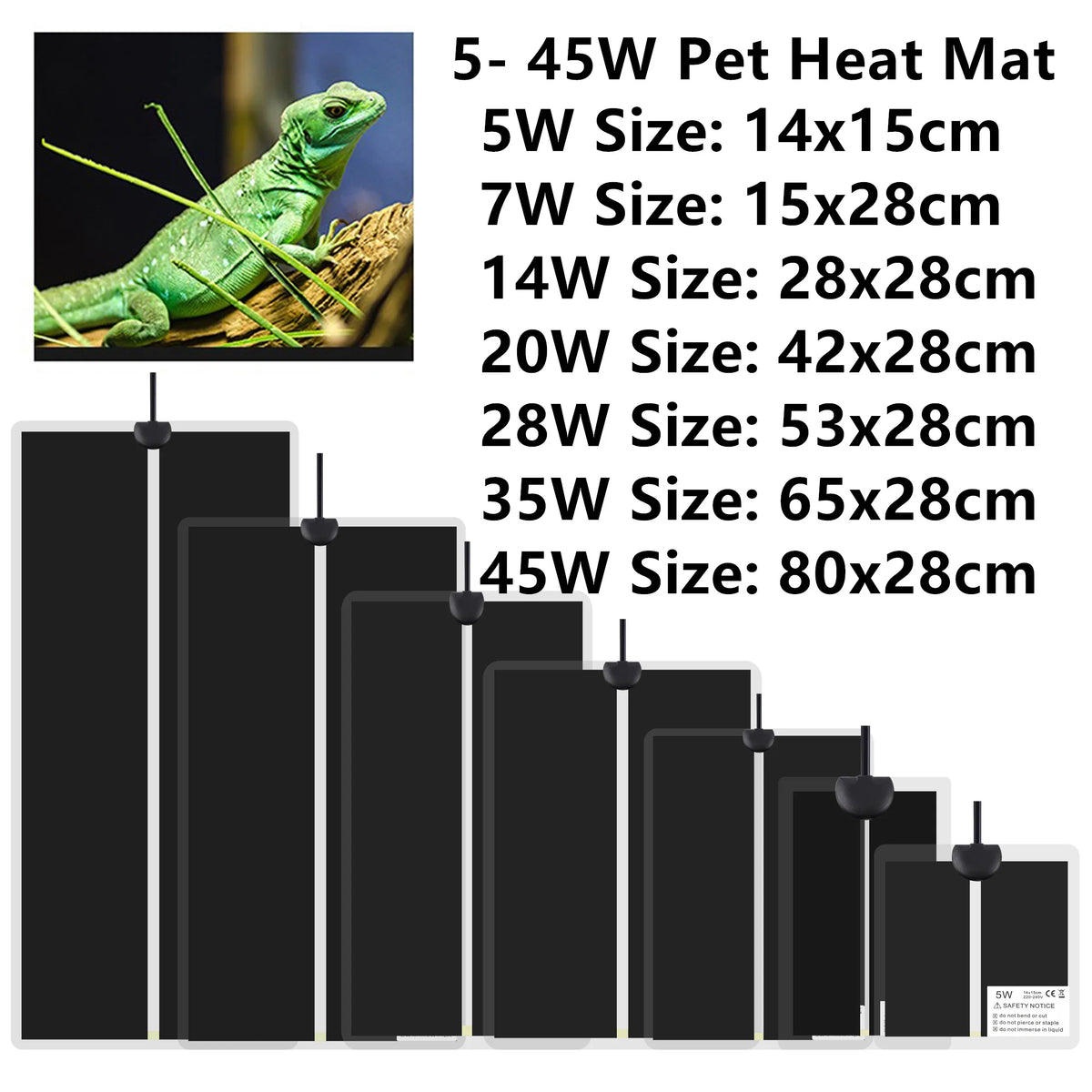 Adjustable Reptile Heat Mat – Terrarium Heating Pad for Pet Habitat