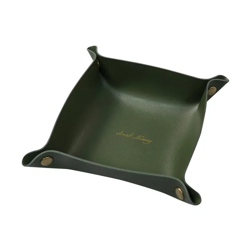Folding Leather Storage Tray – Nordic Desktop Organizer for Jewelry and Keys