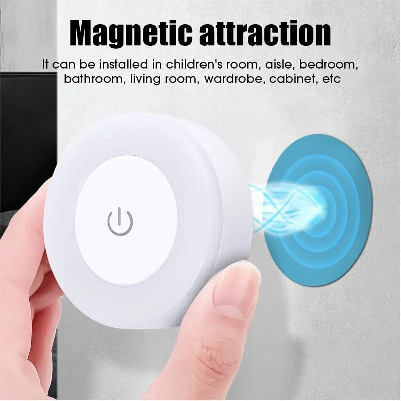 Magnetic USB LED Night Light – Portable Rechargeable Lamp for Bedroom and Kitchen
