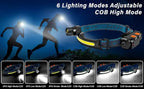 Rechargeable LED Headlamp – 270° Wide Beam Motion Sensor for Camping and Work