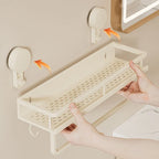 Corner Suction Storage Rack – Wall-Mounted Shelf for Bathroom Organization