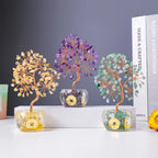 Natural Crystal Tree of Life Ornament – Crushed Stone Decor for Home Office