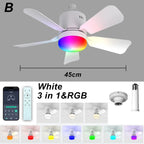 Smart RGB Ceiling Fan – E27 Bluetooth Lamp for Bedroom Decor