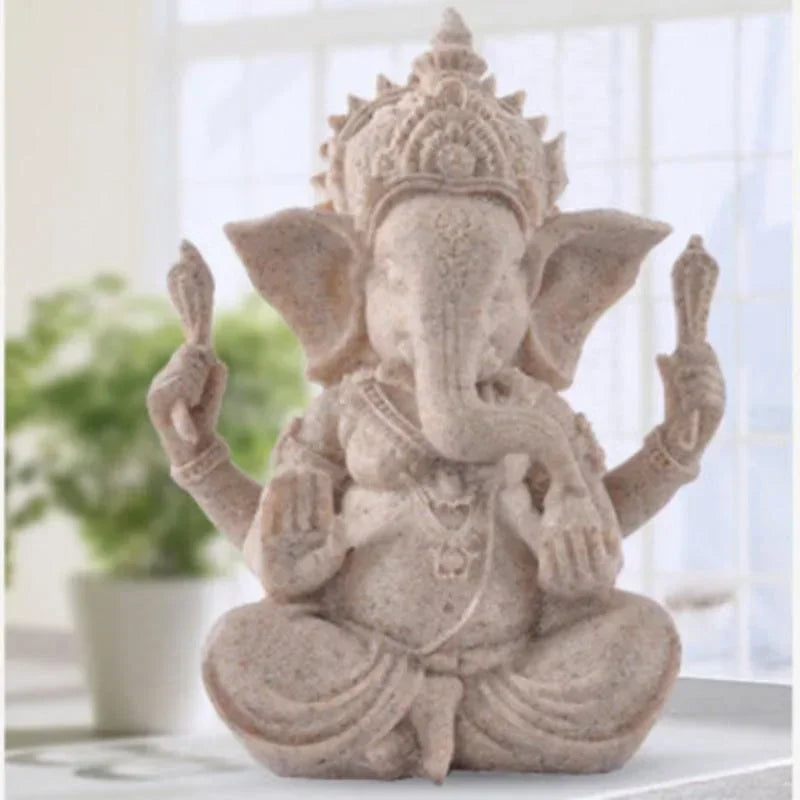 Sandstone Ganesha Elephant Statue – Handcrafted Figurine for Home Decor