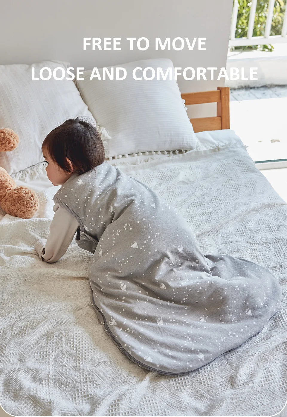 Cotton Baby Sleep Sack – 2.5 Tog Anti-Kick Sleeping Bag for 0-24 Months