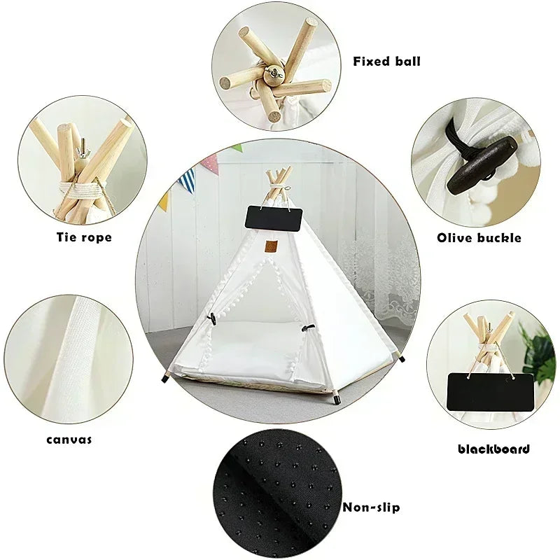 Portable Pet Teepee – Washable Indoor House for Cats and Small Dogs