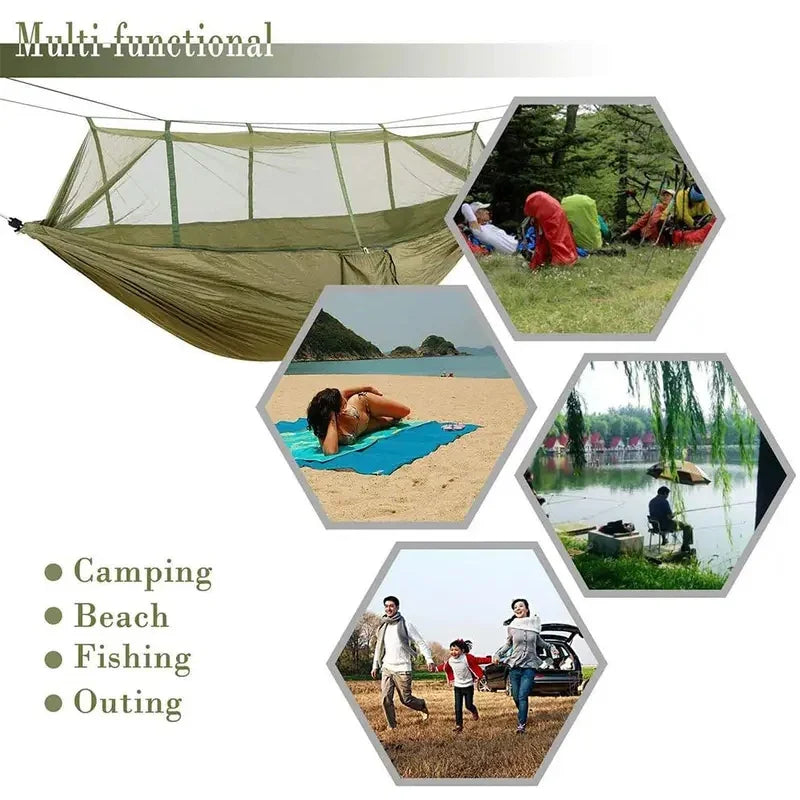 Portable Parachute Camping Hammock – Mosquito Net Bed for Outdoor Sleeping